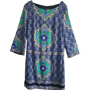 LAUNDRY by Shelli Segal Bold‎ Graphic Colorful Shift Dress Women's Size Medium